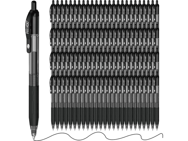 ParKoo Pens Bulk, 100 Pack No Bleed Black Ink Retractable Gel Pens with Soft Grip, Medium Point Smooth 0.7MM, Click Pens for Office School Work