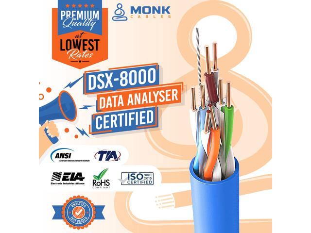 MONK CABLES CAT6 Plenum Cable 1000ft 100% Pure Copper UTP, 23AWG, 550MHz DSX-8000 Certified Most Certified Cable of The Whole Market...
