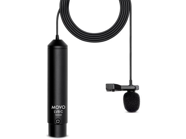Movo LV8-C Broadcast-Quality XLR Lavalier Cardioid Condenser Wired Microphone with 12mm Mic Capsule for Accurate Voice Recording - Kit Includes...
