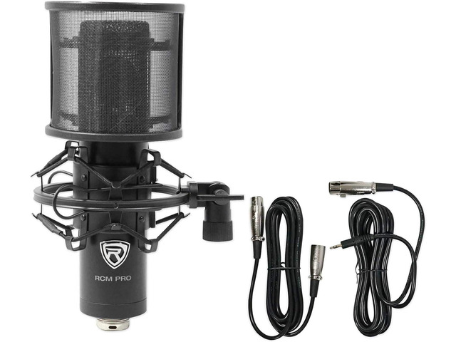 Rockville RCM PRO Studio/Recording Condenser Microphone, Cardioid, XLR Samsung Capacitors, 25mm Large Diaphragm, 48V Phantom Power, 20Hz-20kHz,...