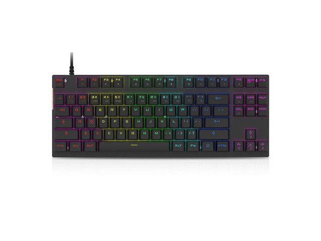 Professional Gaming Mechanical Keyboard RGB Led Backlit Wired with Anti-Dust Proof Switches for Gaming Keyboard for Mac & PC (Black, 87 Key Red...