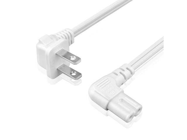 TNP 10 ft Right Angle 2-Prong C7 Power Cord for Samsung and LG TVs, White Figure-8 Replacement Cable for Ps5, Ps4, Xbox Series X/S, Printers,...