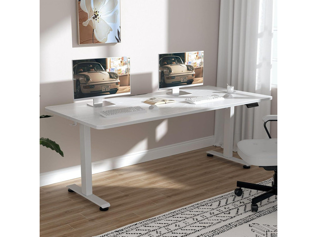 63x23.6 Inch Large Electric Standing Desk, Heights Adjustable,Sit to Stand Up, Work Home Office Computer Table for Walking Pad, Wooden Desktop...