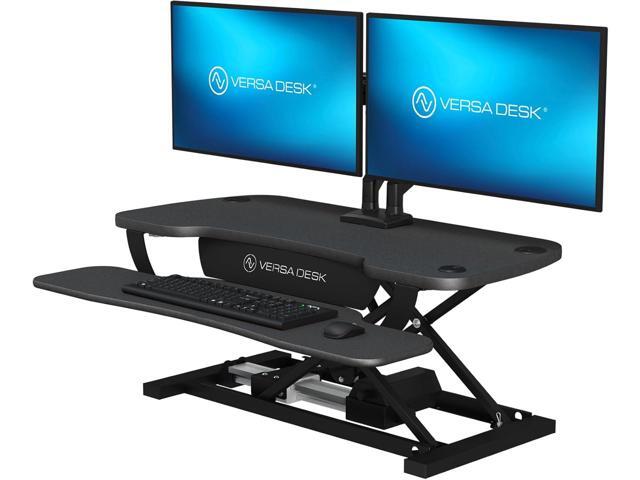 PowerPro 36 Inch Electric Standing Desk Converter Push-Button Height Adjustable Sit to Stand Desk Riser for Dual Monitors & Laptop Motorized...