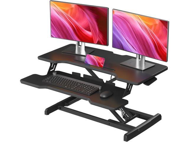 Standing Desk Converter 32 inch, Height Adjustable Sit Stand Desk Riser, Quick Sit to Stand Tabletop Dual Monitor Riser Workstation for Home Office...