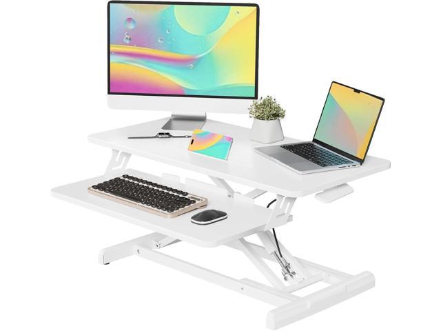 Standing Desk Converter, 32' Wide Height Adjustable Sit Stand Up Desk Riser with Keyboard Tray, Desktop Workstation Riser for Home Office Computer.