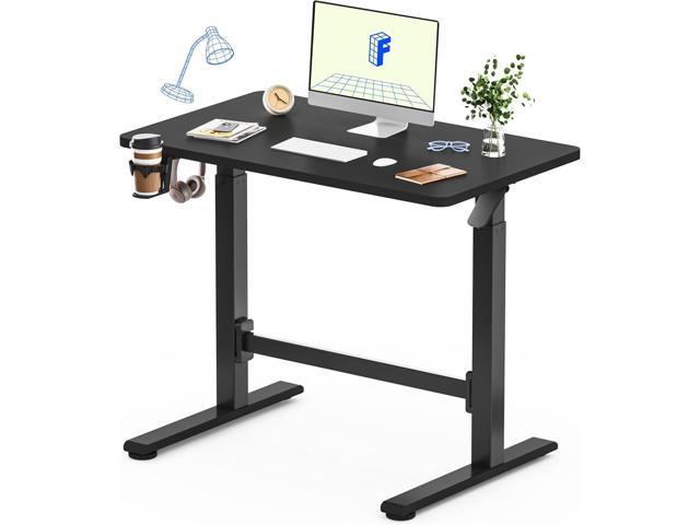 H7 Plus Gas Spring Adjustable Standing Desk, Mobile Rolling Sit-Stand Table with Wheels, Cordless Stand Up Desk for Small Spaces & Home Office, 40'.