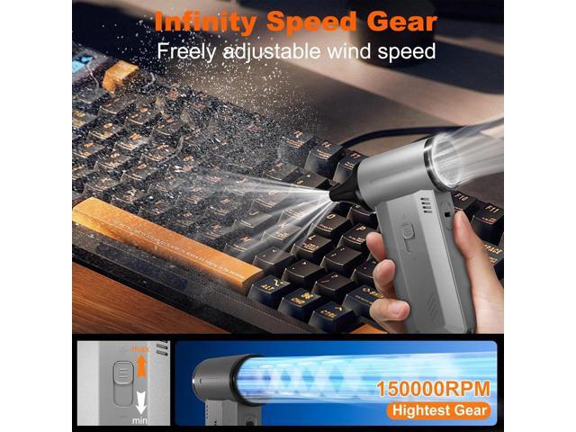 2-in-1 Compressed Air Duster-150000RPM Super Power Electric Duster with 8000mAh Battery, Continuously Adjustable Speed Cordless Air Duster...