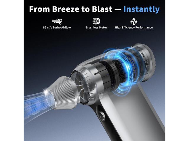 Electric Air Duster 200000RPM Brushless Motor, Cordless Compressed Air Blower with 4 Nozzles & 2 Brushes, 85m/s Powerful Rechargeable Cleaner for...