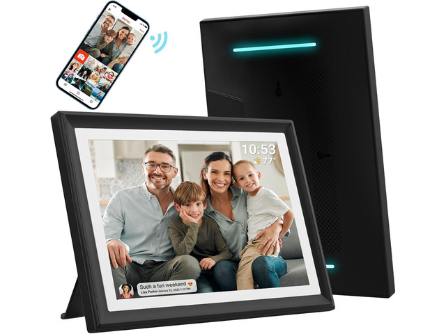 32GB 10.1 Inch WiFi Digital Photo Frame with LED Light, 1280x800 HD IPS LCD Touch Screen, Auto-Rotate Portrait and Landscape, 32GB Storage, Share...
