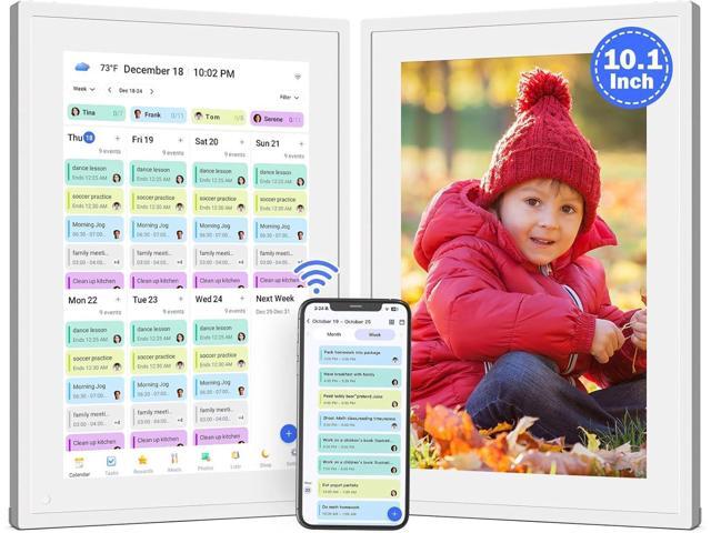 10.1 inch Digital Calendar Electronic Calendar Interactive Touchscreen Display, Chore Chart, Meal Planner, Star Reward, Sync Google Outlook Cal.