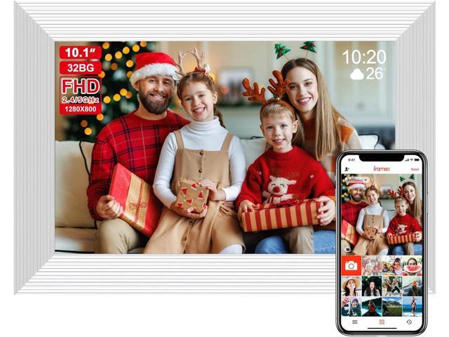 White 10.1 Inch Smart WiFi Digital Photo Frame,Digital Picture Frame Wi-Fi with 32GB Storage & SD Slot, Electronic Picture Frame IPS Touch Screen...
