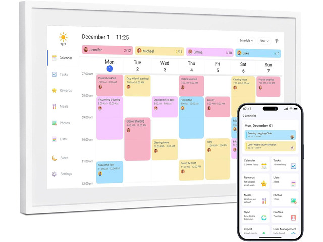 15.6 inch Digital Calendar Chore Chart Interactive Touchscreen, Smart Family Planner, Digital Picture Frame Best Gifts for Christmas, Wedding, Mom