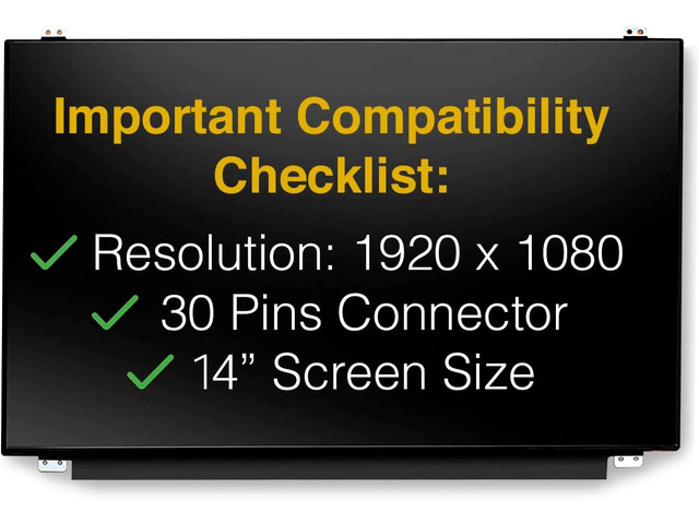Replacement Screen for Dell Latitude 14 5480 30 Pins FHD 1920x1080 Matte LCD LED Display