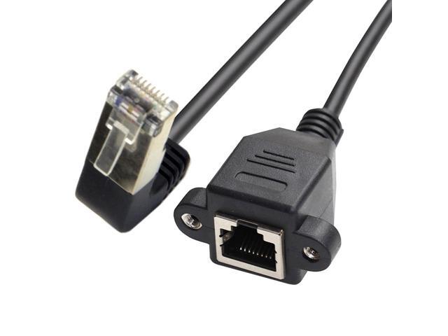 CY Up Angled 90 Degree STP UTP Cat 5e Male to Female Panel Mount Ethernet Network Extension Cable 30cm UT-011-UP-0.3M
