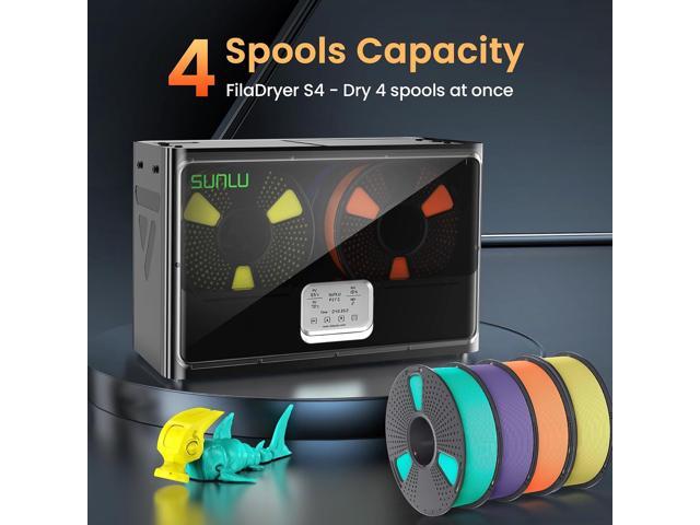 SUNLU Official 3D Printer Filament Dryer S4, 4 Spools Capacity, Upgraded 3 Circulation Fans, 350W PTC Heater, 70 Max Temperature, Intelligent...