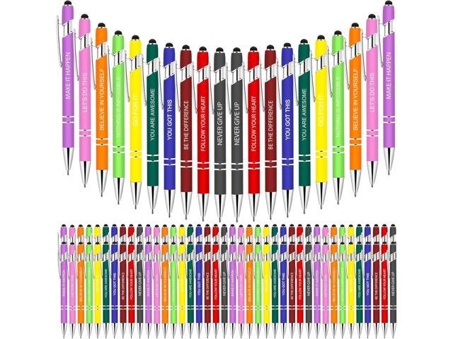 100 Pcs Inspirational Pens - Motivational Ballpoint Bulk Pens with quotes Stylus Tip Gifts for School Coworkers Office Supplies Black Ink