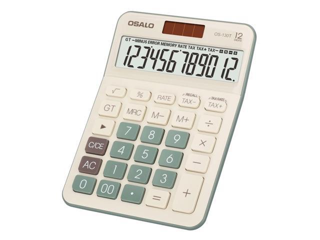 SOEWIOU Desktop Calculator Large LCD Display 12 Digit Number Big Button Tax Financial Accounting Calculator, Battery and Solar Powered, for Desk...