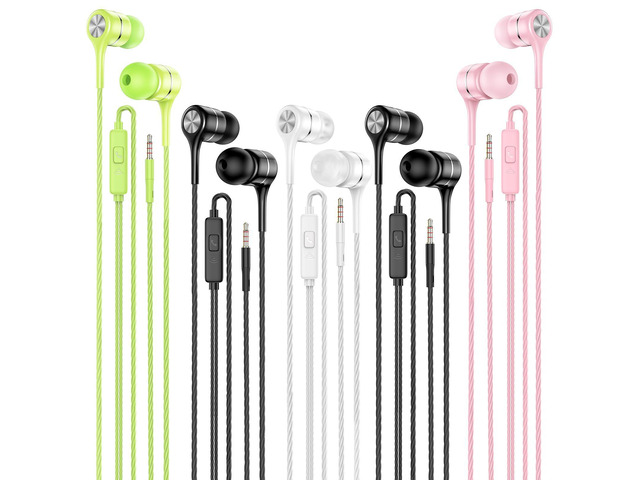 SOEWIOU Wired Earbuds with Microphone 5 Pack, in-Ear Headphones with Heavy Bass, High Sound Quality Earphones Compatible with iPad, Laptop, MP3,...