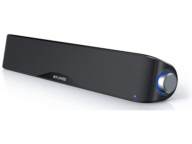 Nylavee Computer Speakers, Hi-Fi Stereo Computer Sound Bar with Bluetooth & 3.5mm Aux, USB/USB-C Powered for Desktop PC, Laptop & Monitor, Built-in...