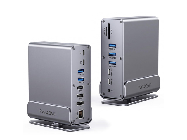 15-in-1 USB C Hub/Docking Station Dual Monitor 2 HDMI with Ethernet PD 4k HD Triple Display (2x HDMI+1x DP), Gigabit Ethernet, 100W PD Charging,...