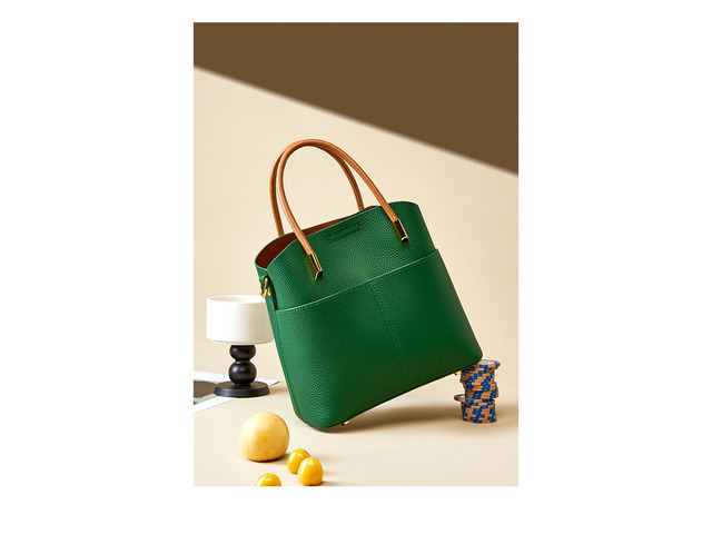 Genuine Leather Woman Crossbody Purses Handbags Shoulder Bags Green