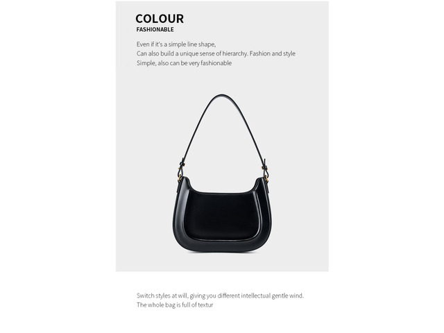 Genuine Leather Women Trendy Cresent Shoulder Bag Hobo Handbags Black