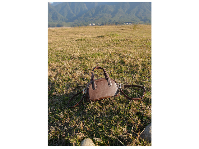 Genuine Leather Female Cross Bag Women Handbag Brown
