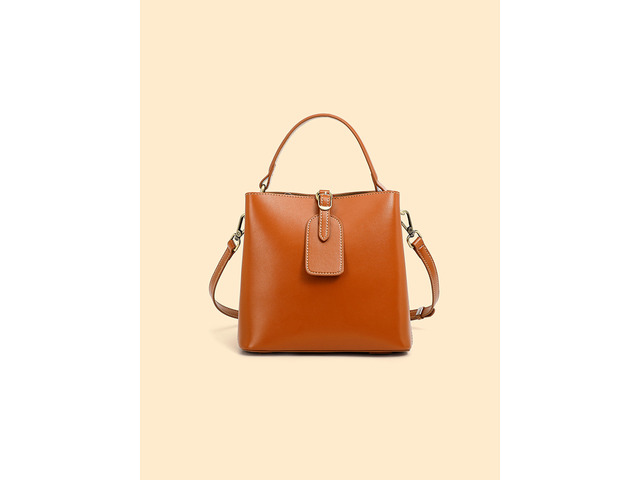 Genuine Leather Women Tote Bag Soft Handbags Orange