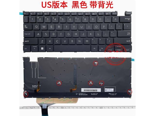US-style keyboard backlight (black with 6 screws) for Zenbook Lingyao 14 UX3402Z UM3402 S13 X13 UM5302T Q409ZA UM5302LA UM5302TA UX3402V laptops.
