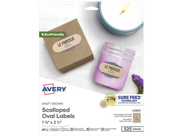 Avery Kraft Brown Scalloped Labels, 1-1/8' x 2-1/4', 525ct (22855)