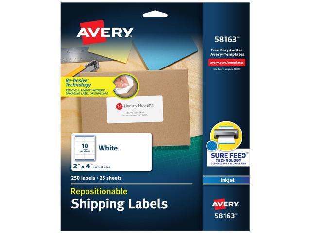 Avery Repositionable Labels, Sure Feed, 2' x 4', 250 Labels (58163)