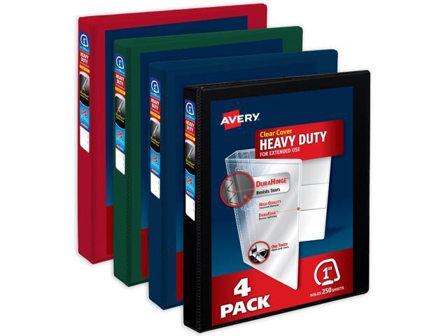 Avery Heavy-Duty View 3 Ring Binders, 1 Inch One Touch Slant Rings, 250-Sheet Capacity, DuraHinge, 1.4 Inch Wide Spine, Customizable Clear Cover...