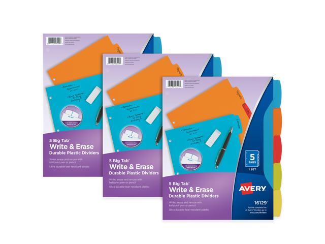 Avery Big Tab Write & Erase Plastic Dividers, 3 Sets (21212)