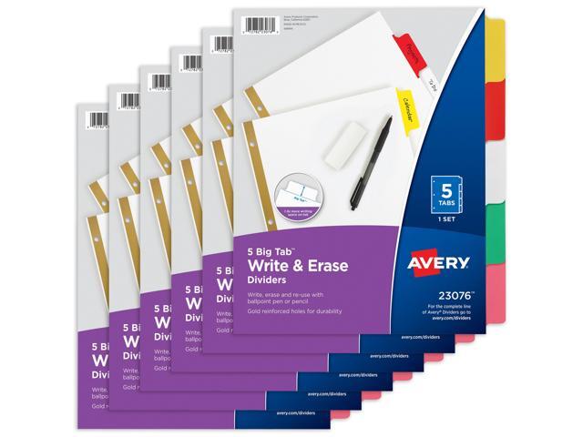 Avery Big Tab Write & Erase 5-Tab Dividers (6-Pack of 23076)