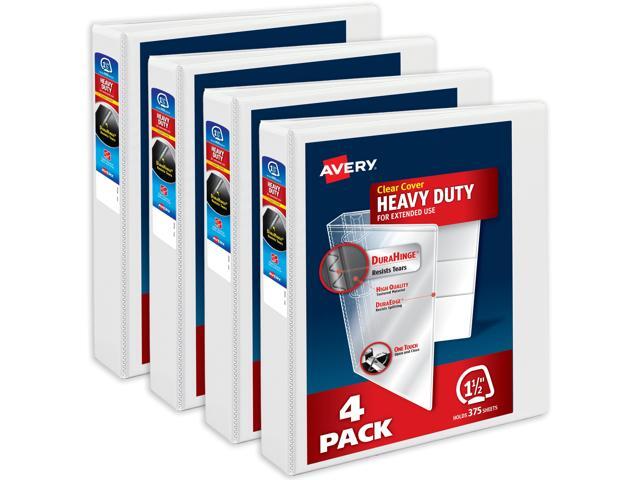 Avery Heavy-Duty View Binders, 1.5' Slant Rings, White, 4ct (79781)