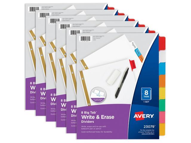 Avery Big Tab Write & Erase 8-Tab Dividers (6-Pack of 23079)