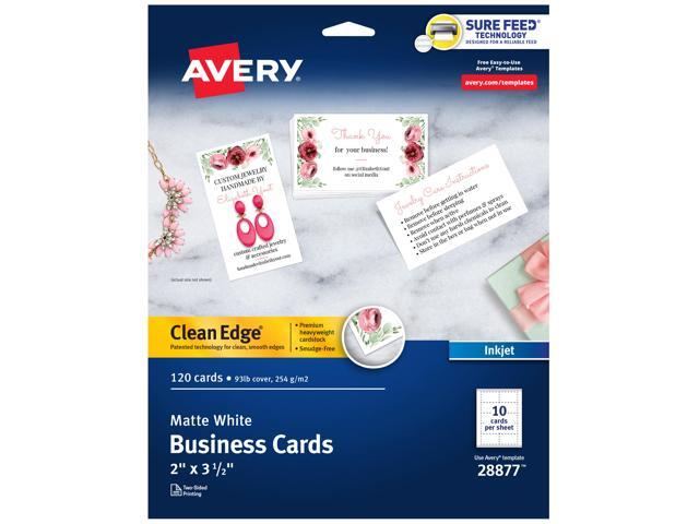 Avery Clean Edge Business Cards, 2' x 3.5', White, 120 (28877)