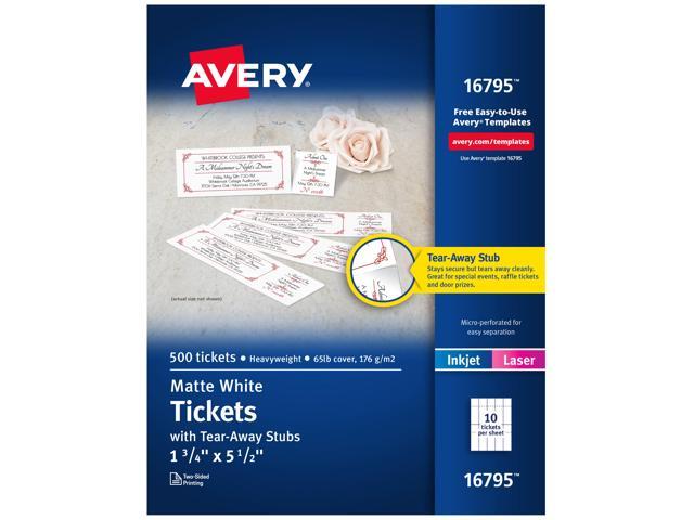 Avery Printable Tickets with Tear-Away Stubs, 1.75 x 5.5 (16795) Avery Printable Tickets with Tear-Away Stubs, 1.75 x 5.5 (16795)