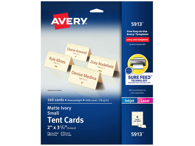 Avery Tent Cards, 2' x 3.5', Ivory, 160 Place Cards (5913)