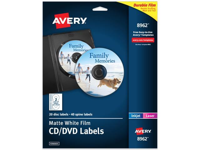 Avery DVD Labels, Permanent, 20 DVD Labels & 40 Spine Labels (8962)