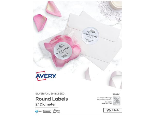 Avery Printable Foil Round Labels, 2, Silver, 96 Labels (22824)