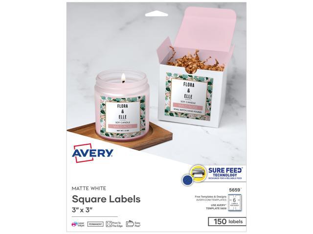 Avery Square Labels, 3' x 3', Permanent, 150 Labels (5659)