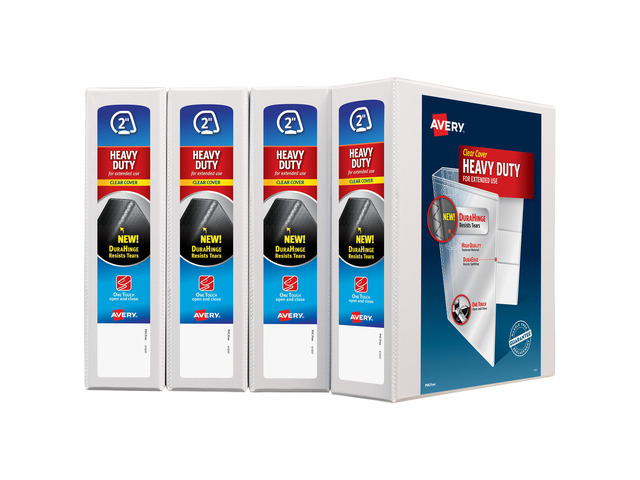 Avery Heavy-Duty View Binders, 2' One Touch Slant Rings, 4 White