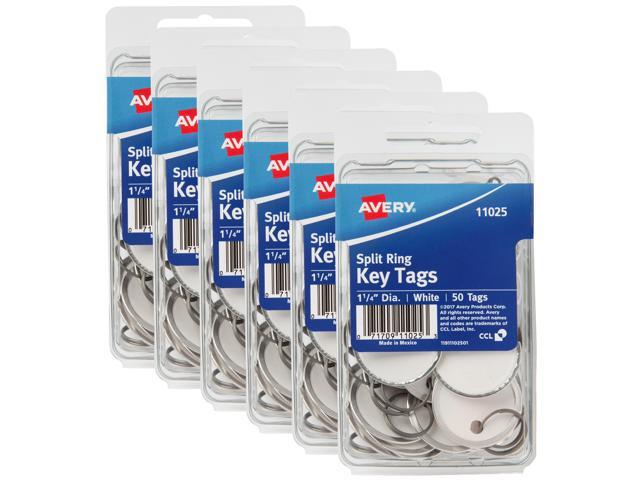 Avery 1-1/4' Key Tags 6-Pack, Split Ring, White, 300 Tags (13128)