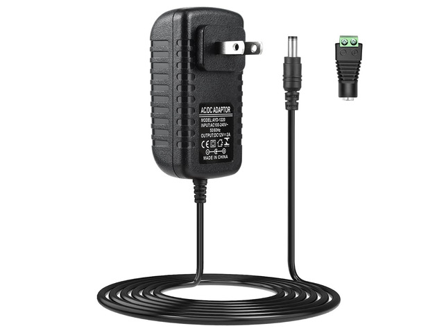 LightingWill 12V 2A Power Supply, 24W Power Adapter, AC 100-240V to DC 12V Transformer, 5.5x2.1mm Wall Plug Charger for LED Strip Lights, Security...