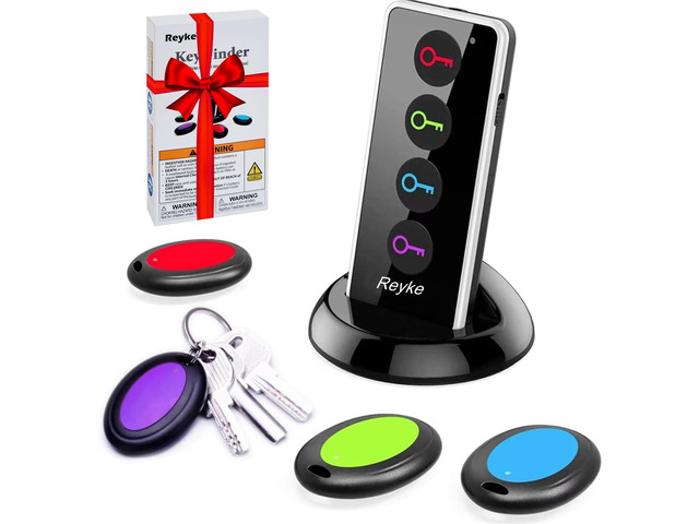 Key Finder with Sound, 131ft RF Remote Finder, 4 Receivers 80dB+ RF Remote Control Finder With 1 Transmitter and 4 Receivers for Keys, Wallets,...