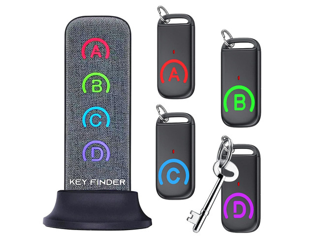 Key Finder Locator: New Fabric Wireless Slim RF Key Wallet Finder Item Locator with 80dB Loud Sound and 131ft Working Range, 1 Transmitter + 4...