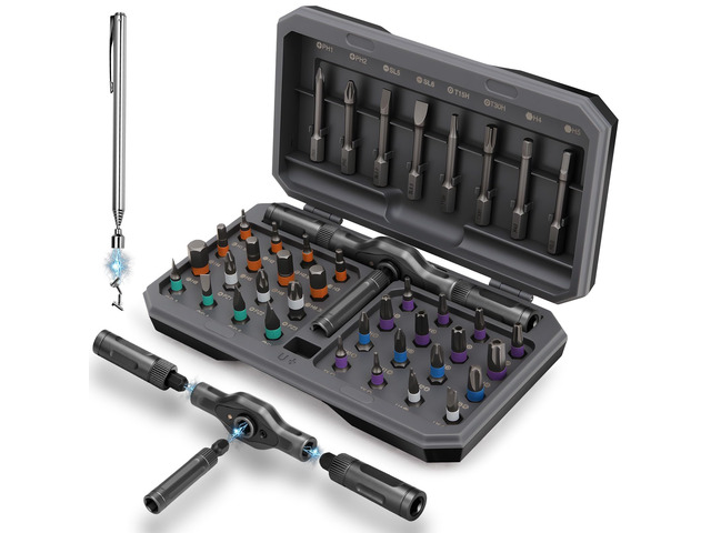 43 IN 1 Magnetic Ratchet Screwdriver Set with Detachable T Handle S2 Steel Bits, for Home Daily Repair, Furniture Assembly, DIY Projects, Gift for...