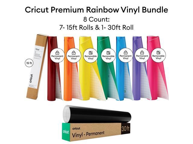 Cricut Vinyl Rainbow Variety Pack Bulk Bundle - 8 Multicolor Craft Adhesive Vinyl Rolls, 12 in x 15 ft